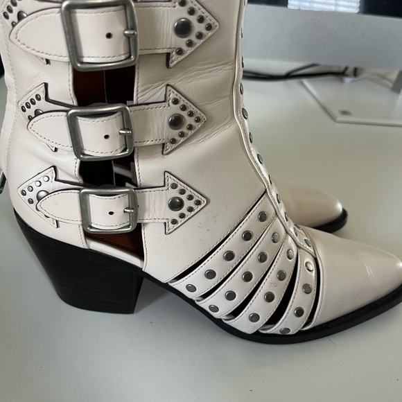 Coach Cream Ankle Boots with Buckle Accents - Picture 3 of 9